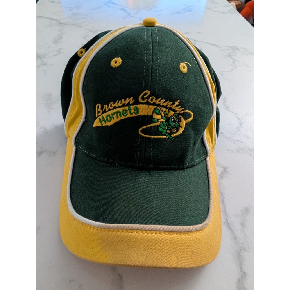 Otto Brown County Hornets Baseball Cap Green Yellow Adjustable Hat 18-477
